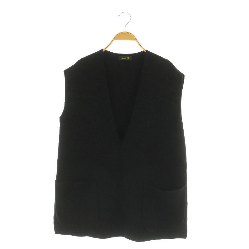 【中古】ドゥロワー Drawer 3G Vネック ニットジレ ベスト プルオーバー カシミア混 ブラック ドゥロワー Drawer 3G Vネック ニットジレ ベスト プルオーバー