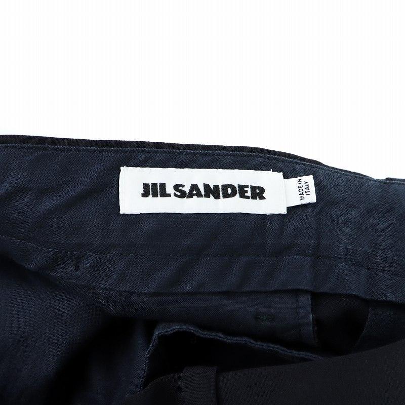 ジルサンダー JIL SANDER スラックス パンツ ジップフライ 44 L 紺