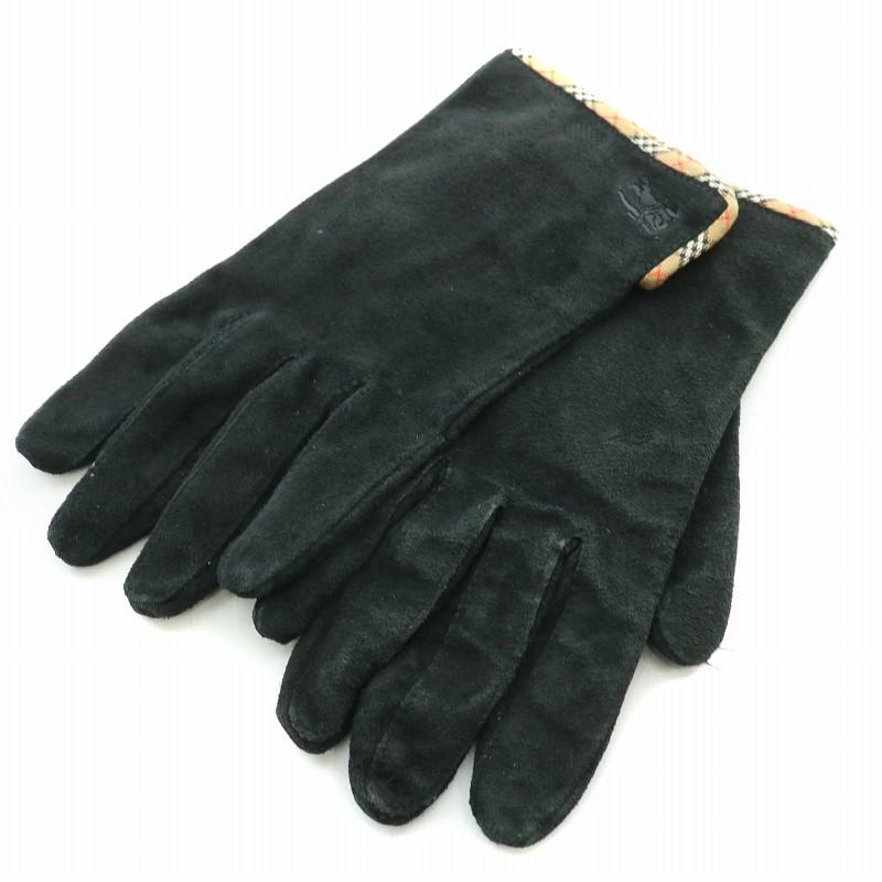 BURBERRY バーバリー 手袋 グローブ スエード ロゴ 刺繍 ワン