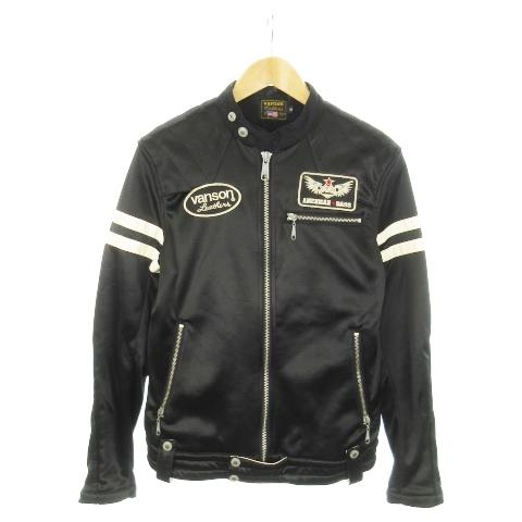 Vanson ブラック ジップアップジャケット バンソン VANSON ブルゾンジャケット ジップアップ 裏起毛 アメカジ