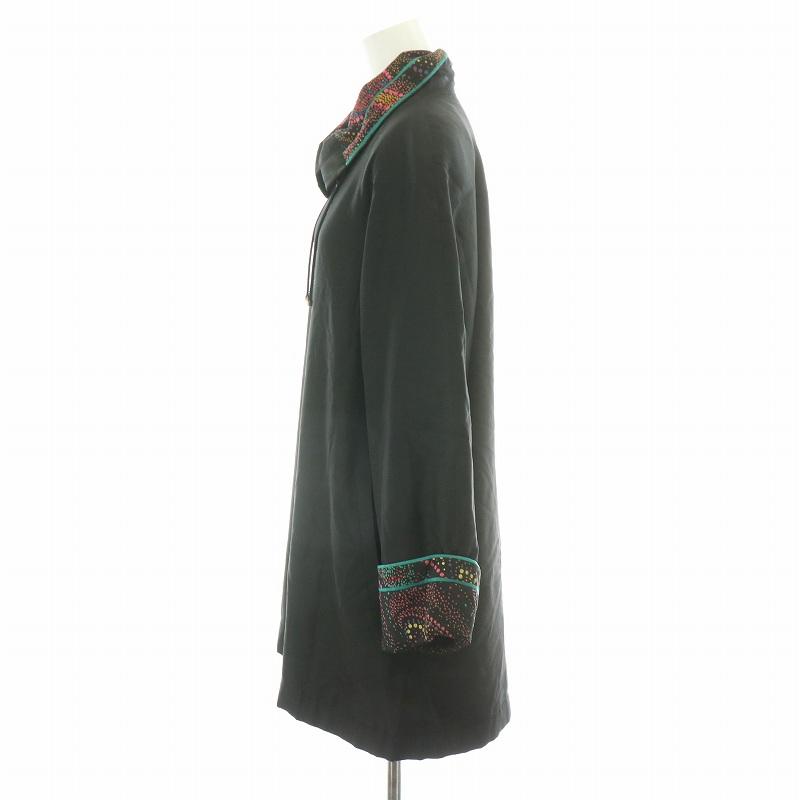 【中古】レオナール LEONARD フッション FASHION コート ハーフ シルク 中綿 裏地総柄 ドット 9R M 黒ィース LEONARD（レオナール） フッション FASHION コート ハーフ シルク 中綿