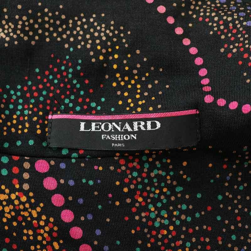 【中古】レオナール LEONARD フッション FASHION コート ハーフ シルク 中綿 裏地総柄 ドット 9R M 黒ィース LEONARD（レオナール） フッション FASHION コート ハーフ シルク 中綿