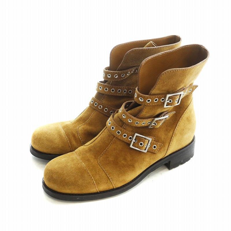 ジミーチュウ JIMMY CHOO ショートブーツ ラウンドトゥ ロゴ