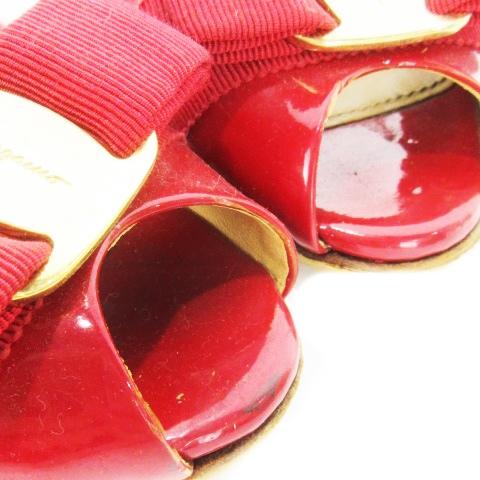 フェラガモ　オープントゥ　エナメルパンプス FERRAGAMO サルヴァトーレフェラガモ Salvatore Ferragamo