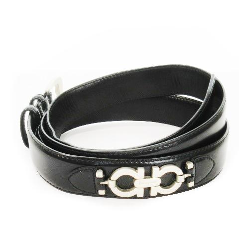 美品 FERRAGAMO ベルト ガンチーニ レザー ブラック金具 Salvatore Ferragamo (サルバトーレフェラガモ) リバーシブル