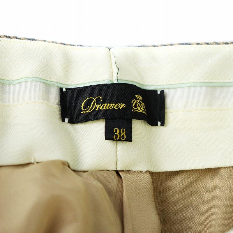 ドゥロワー Drawer ワイドパンツ ストレート ジップフライ チェック柄