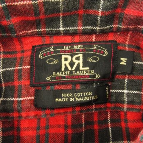 RRL ダブルアールエル 三つ星タグ コットン チェックシャツ L RRL - ダブルアールエル 90s 赤3星 初期タグ オールド 長袖 チェック