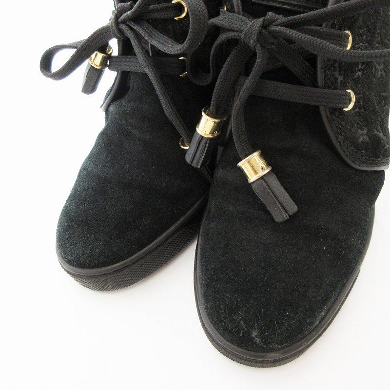 ルイヴィトン スエード サイドジップショートブーツ 36 ブラック MA0163 ルイヴィトン スエード サイドジップショートブーツ 36 ブラック MA0163