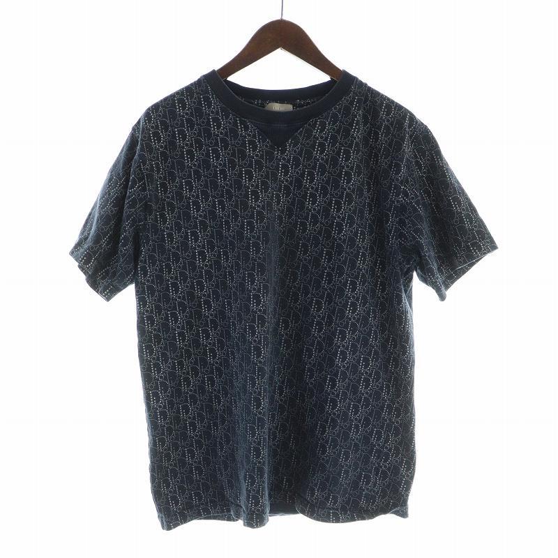 【中古】ディオール Dior 20AW オブリーク Tシャツ カットソー 半袖 ロゴ 総柄 L 紺 ネイビー 043J625C0674 ディオール Dior 20AW オブリーク Tシャツ カットソー 半袖 ロゴ 総柄
