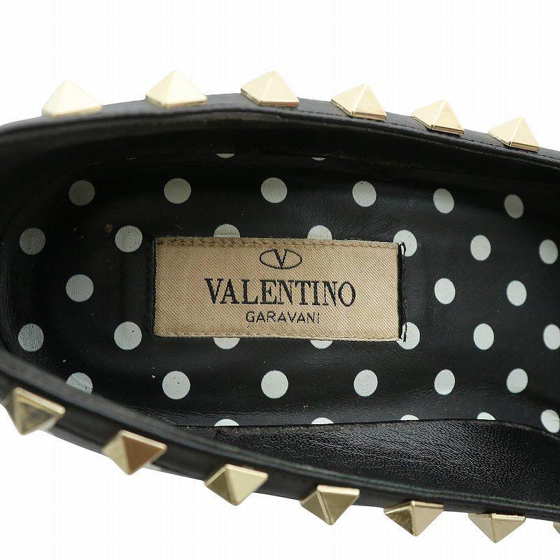 【中古】VALENTINO GARAVANI パンプス レザー ポインテッドトゥ ハイヒール 水玉 ドット柄 スタッズ 35 22cm 黒 白 VALENTINO GARAVANI パンプス レザー ポインテッドトゥ ハイヒール