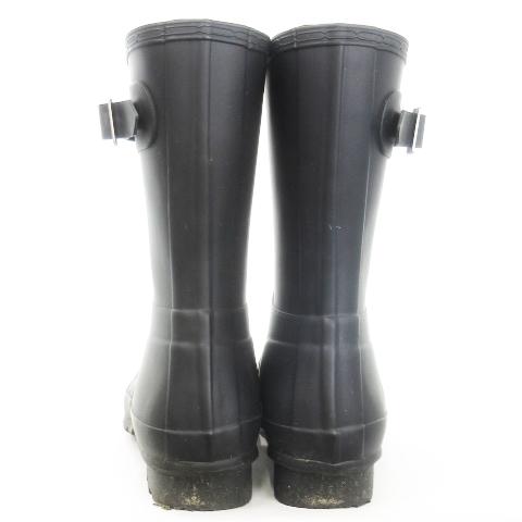 HUNTER 黒 長靴 ハンター HUNTER レインブーツ 長靴 ショート ベルトデザイン