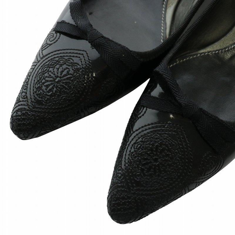 プラダ PRADA パンプス エナメル ポインテッドトゥ ローヒール