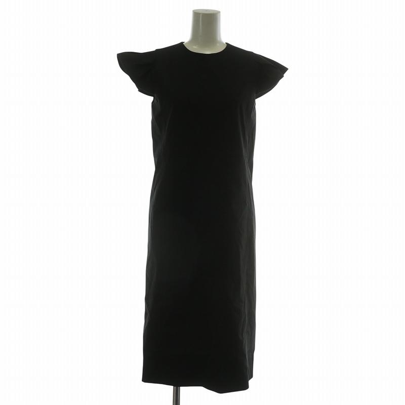 美品 ヨーコチャン ワンピース フリル袖 日本製 ブラック 黒 S ヨーコチャン YOKO CHAN 18SS ワンピース 半袖 フリル袖 ロング 36 S