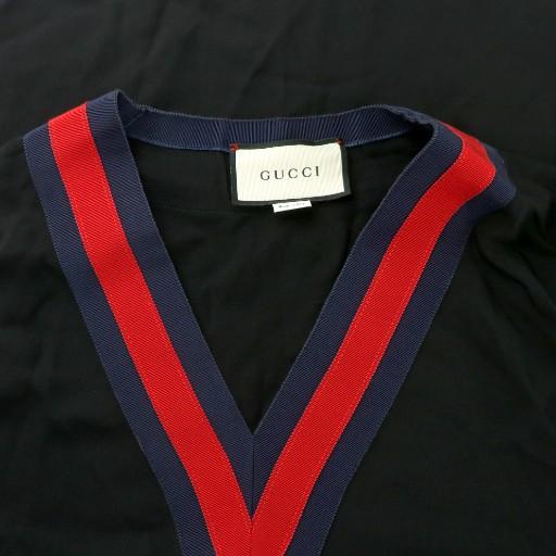 GUCCI（グッチ） ワンピース ロング 半袖 Vネック シェリーライン