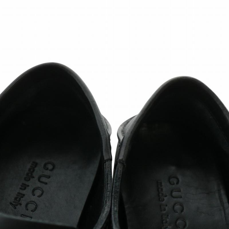 【中古】グッチ GUCCI ドライビングシューズ ビジネスシューズ レザー スクエアトゥ ロゴ 40 25cm 黒 ブラック 138205 GUCCI（グッチ） ドライビングシューズ ビジネスシューズ レザー