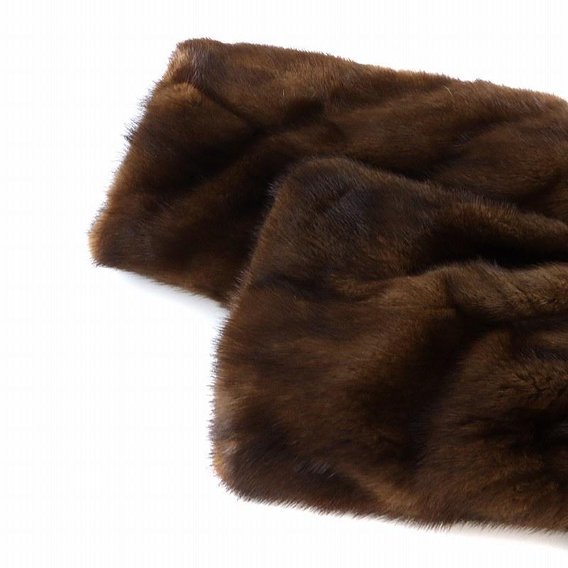 ノーブランド品 毛皮コート ミンクファー 総裏地 ロング 長袖 茶