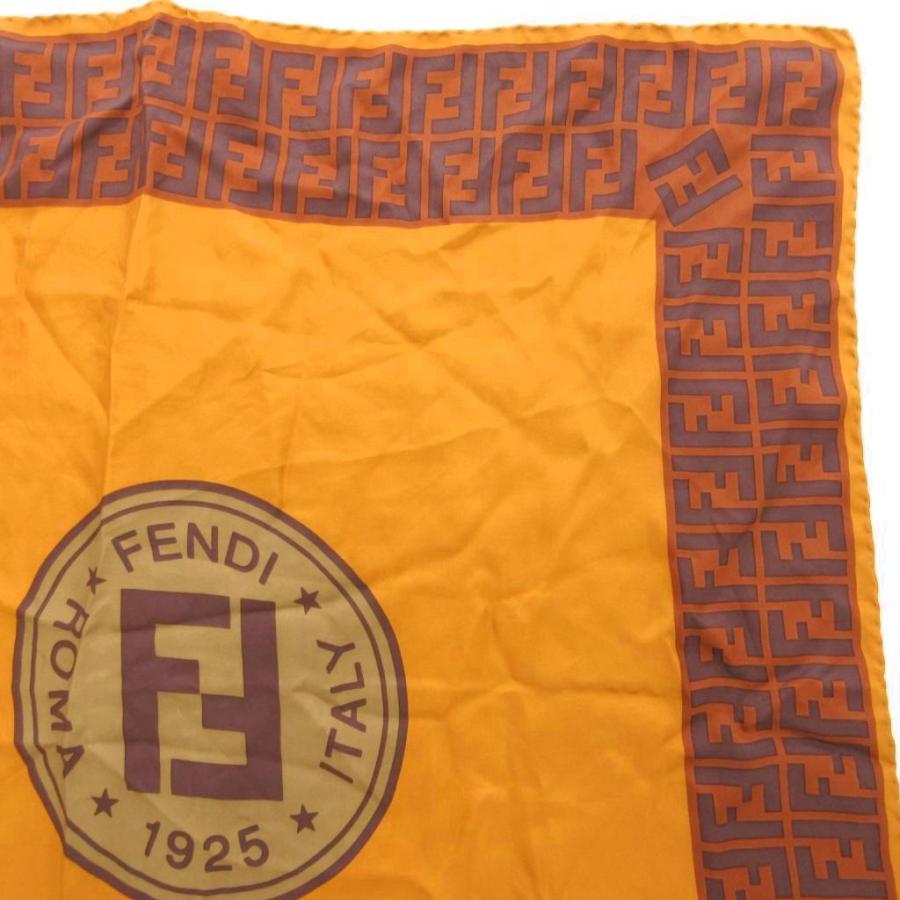 FENDI（フェンディ） スカーフ 大判 ズッカ柄 絹 シルク 茶 ブラウン
