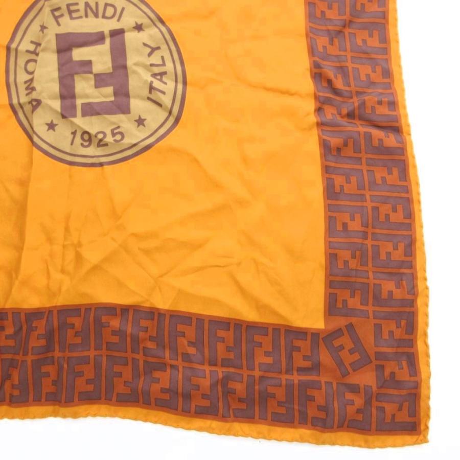 FENDI（フェンディ） スカーフ 大判 ズッカ柄 絹 シルク 茶 ブラウン