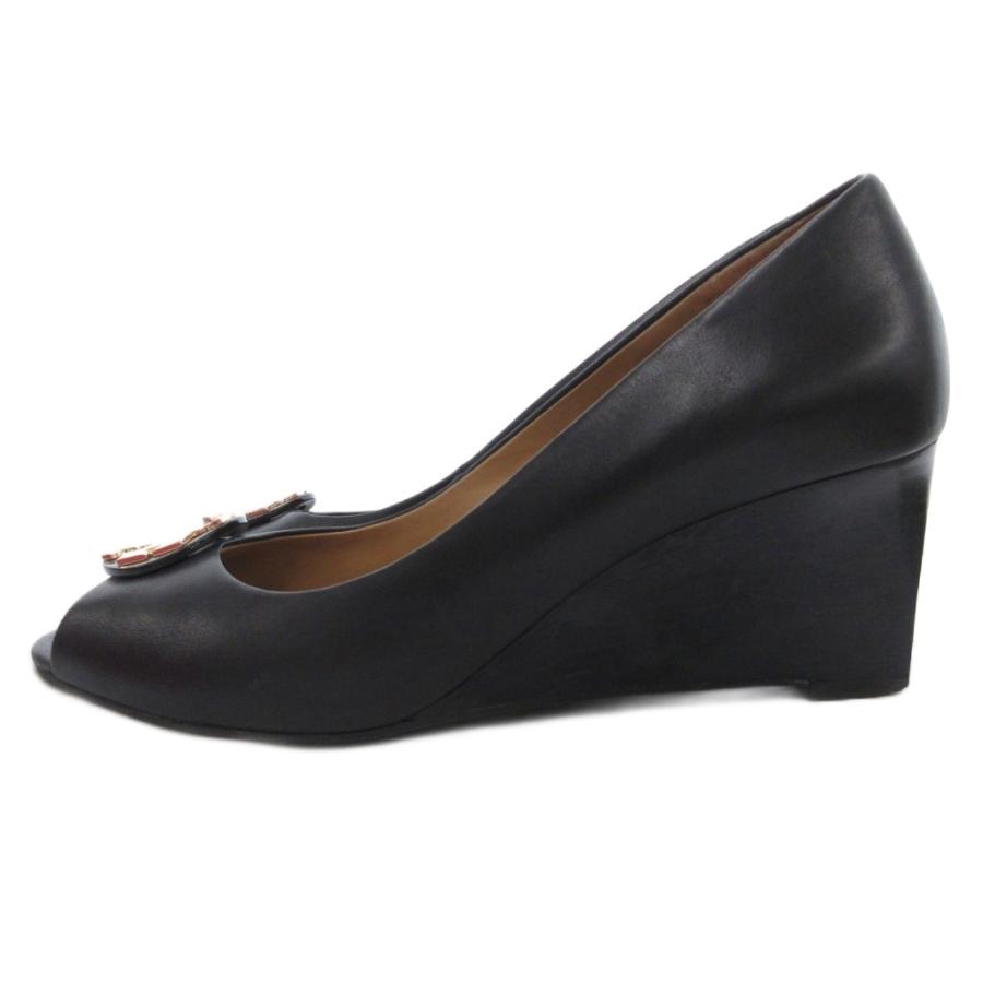 新品 トリーバーチ 23.5cmチャンキーヒール黒パンプス 黒のオープン