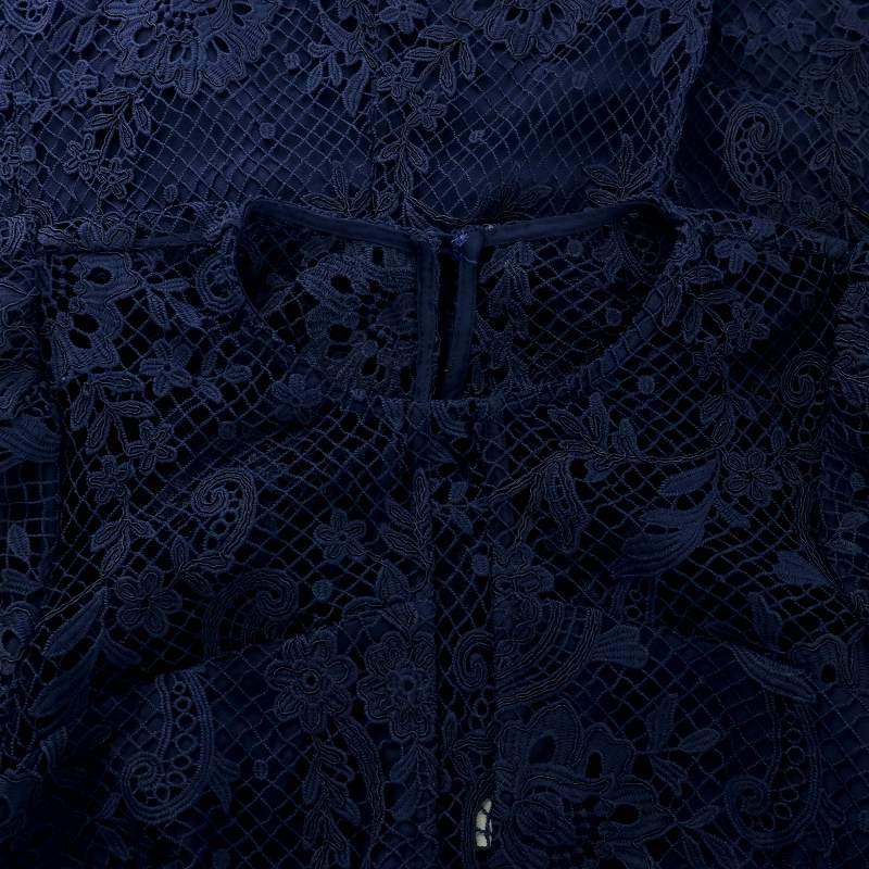 セルフポートレイト self-portrait 23AW NAVY LACE MIDI DRESS