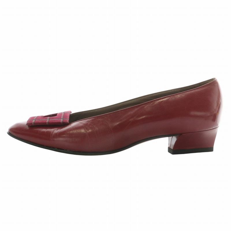 Bally（バリー） パンプス レザー スクエアトゥ ローヒール 7 24cm 赤