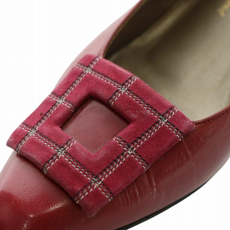 Bally（バリー） パンプス レザー スクエアトゥ ローヒール 7 24cm 赤