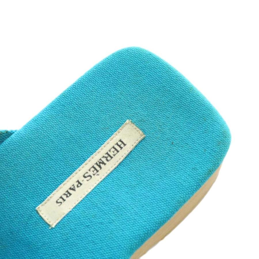 HERMES（エルメス） サンダル キャンバス オープントゥ ウッドソール