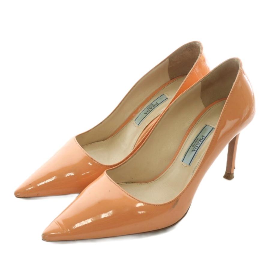 PRADA バレエシューズ　エナメル　レザー　オレンジ PRADA バレエシューズ エナメル レザー オレンジ