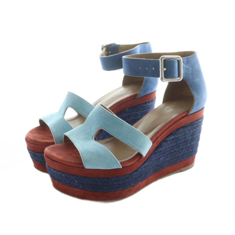 HERMES ウェッジヒールサンダル35 HERMES エルメス ウェッジソールサンダル マルチカラー 35 HERMES