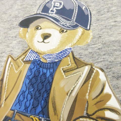 【中古】ラルフローレン POLO ベア ジャージー Tシャツ ラウンドネック 半袖 プリント 刺繍 杢グレー /AH26 ■GY19 POLO RALPH LAUREN（ポロ・ラルフローレン） ラルフローレン RALPH