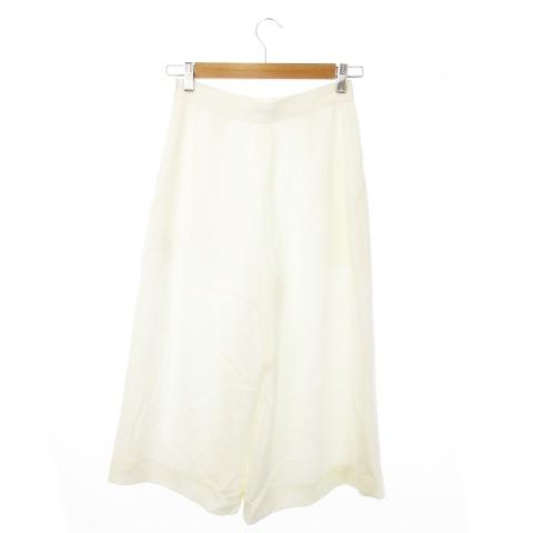 【中古】フォクシー FOXEY ガウチョパンツ ワイドパンツ ワンタック リネンライク ロゴプレート 38 S 白 ホワイト FOXEY（フォクシー） ガウチョパンツ ワイドパンツ ワンタック リネン