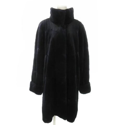 【中古】トゥアラヒカイネン TUA RAHIKAINEN ファーコート ロング丈 スタンドカラー シェアードミンク 毛皮 S 紫 トゥアラヒカイネン TUA RAHIKAINEN ファーコート ロング丈 スタンド