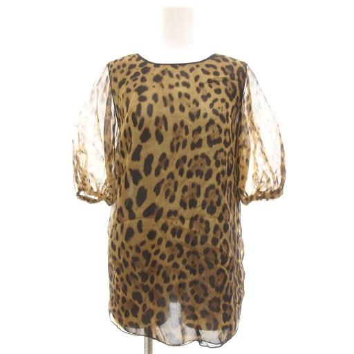 美品 ドルチェ&amp;ガッバーナ DOLCE&amp;GABBANA ブラウス シルク ロングスリーブ レオパード柄 トップス レディース 36(S相当) グリーン 中古・古着通販】DOLCE & GABBANA (ドルチェ＆ガッバーナ) レオパード