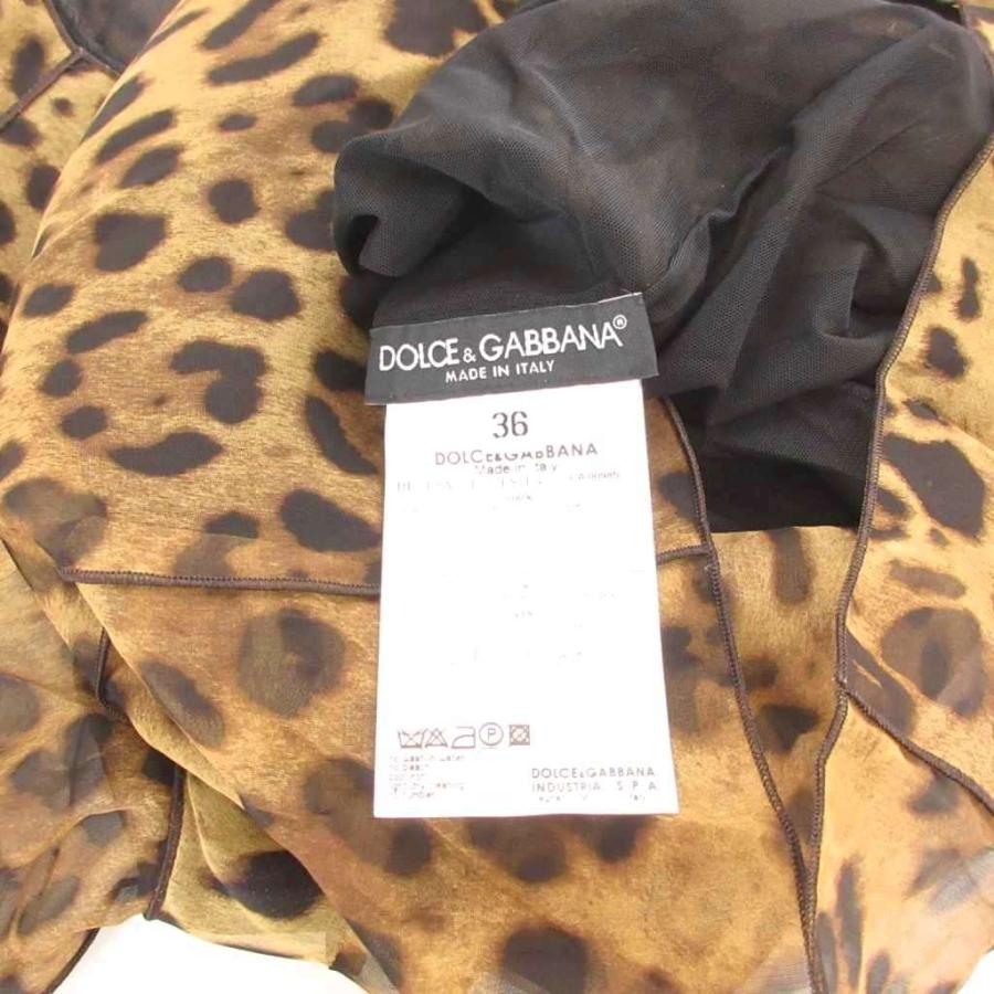 DOLCE&GABBANA / 半袖ブラウス/ヒョウ柄/レオパード/36/シルク/ブラウン/茶 DOLCE&GABBANA ドルチェ&ガッバーナ ドルガバ 美品 ブラウス 絹 シルク
