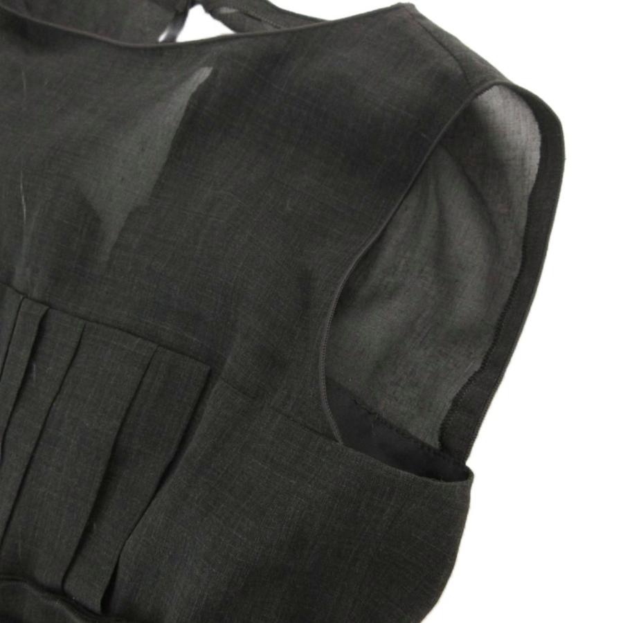 【中古】フォクシーニューヨーク 美品 プリーツワンピース ノーズリーブ 38 ダークグレー ウエスト切り替え ひざ丈 フォクシーニューヨーク FOXEY NEW YORK 美品 プリーツワンピース