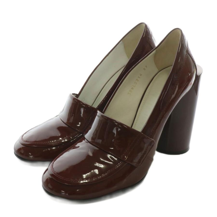 【中古】Maison Margiela 22 パンプス ローファー エナメル チャンキーヒール 37 24cm ボルドー 38WL0214 メゾンマルジェラ 22 Maison Margiela パンプス ローファー エナメル