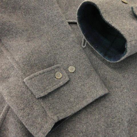 【中古】パパス Papas ヴィンテージ ダッフルコート ロング丈 ウール 裏チェック柄 M グレー /AH6 ■GY44 メンズ パパス Papas ヴィンテージ ダッフルコート ロング丈 ウール 裏