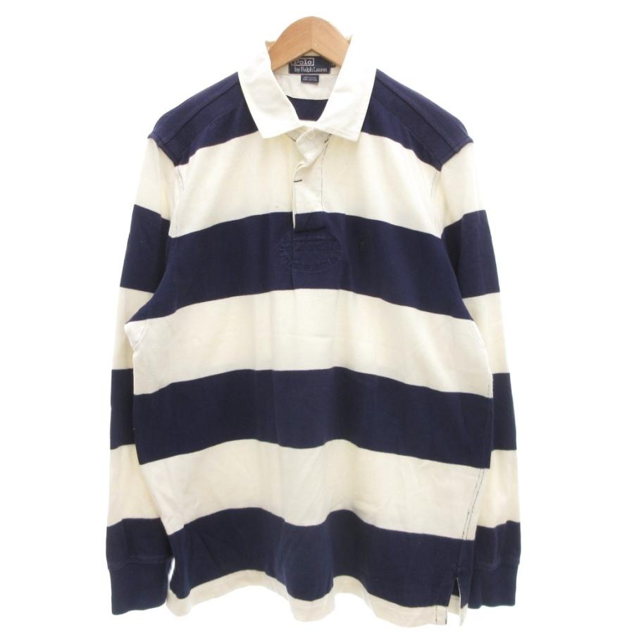 【極美品】ポロラルフローレン　長袖ラガーシャツ　ボーダー　ポニー刺繍　綿100 POLO RALPH LAUREN（ポロ・ラルフローレン） ポロラルフローレン