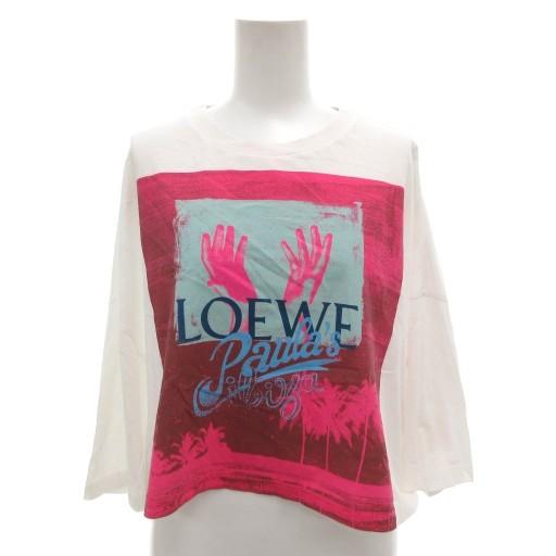 【中古】ロエベ LOEWE Paula's Ibiza Tシャツ カットソー XS 白 ホワイト プリント クロップド S616Y22X39 /FF LOEWE（ロエベ） LOEWE Paula's Ibiza Tシャツ カットソー XS 白