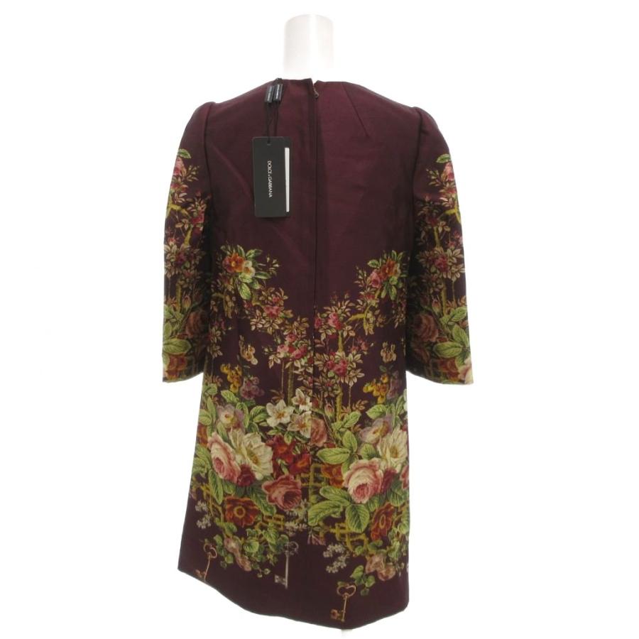 【未使用タグ付き】DOLCE&GABBANA 総柄ワンピース 36 ボルドー DOLCE&GABBANA（ドルチェ & ガッバーナ） ドルガバ ワンピース 絹