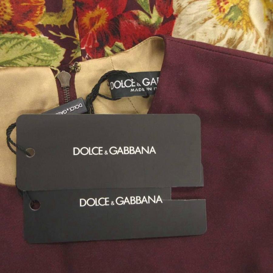 【未使用タグ付き】DOLCE&GABBANA 総柄ワンピース 36 ボルドー DOLCE&GABBANA（ドルチェ & ガッバーナ） ドルガバ ワンピース 絹