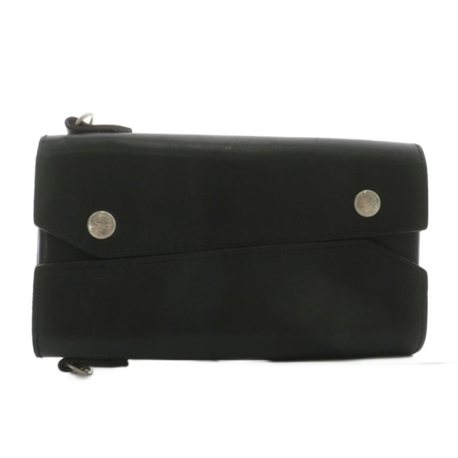 リュウ Ryu ショルダーウォレット 長財布 二つ折り レザー ロゴ 黒