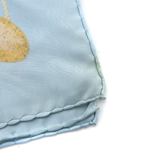 GUCCI（グッチ） 大判スカーフ ストール シェル柄 ロゴ 絹 シルク 青