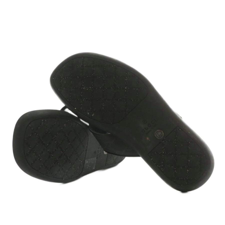 GUCCI ブラック ビーチサンダル GUCCI（グッチ） ビーチサンダル トング レザー GGスプリーム シェリー