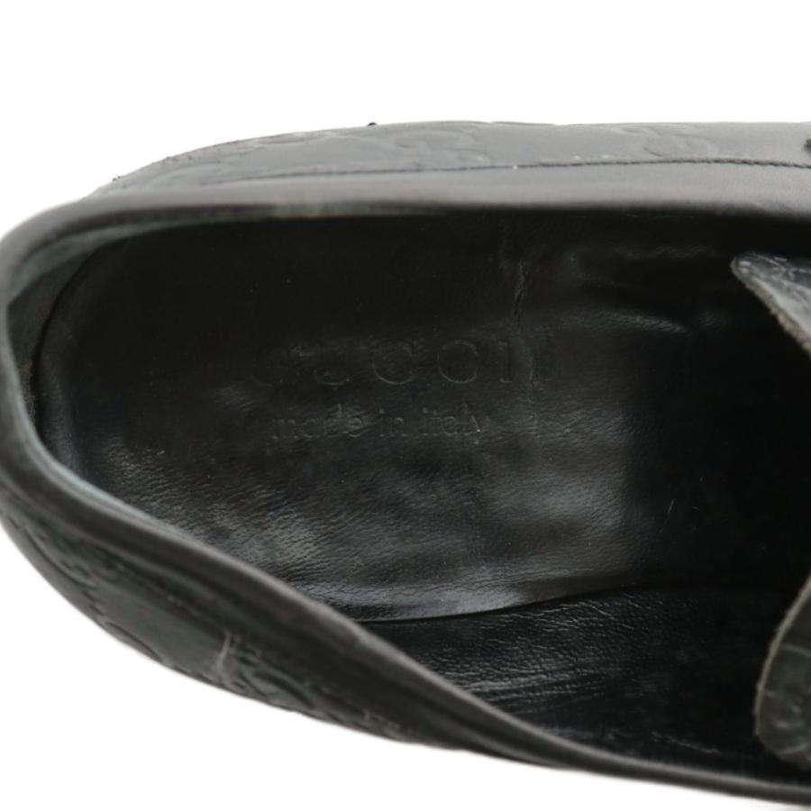 GUCCI グッチ ローファー レザー スクエアトゥ GG柄 型押し 6.5 25.5cm  