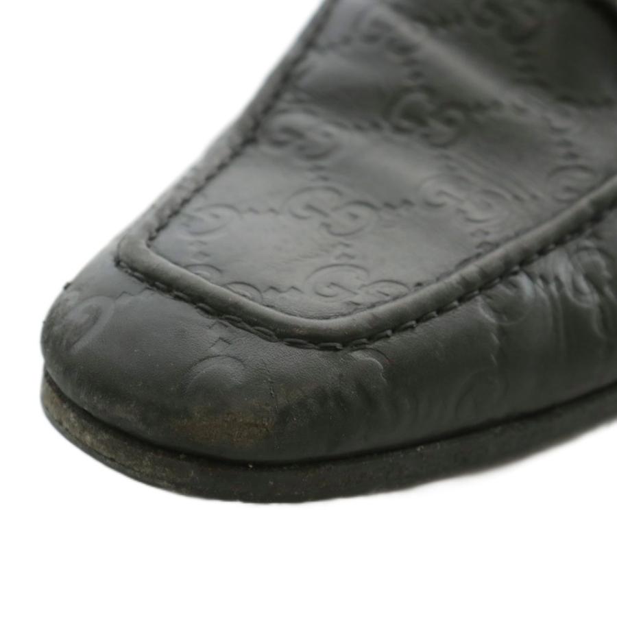 GUCCI グッチ ローファー レザー スクエアトゥ GG柄 型押し 6.5 25.5cm  