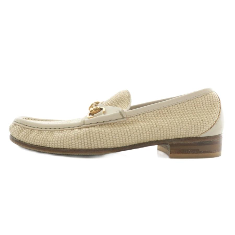 GUCCI ベージュ ローファー ゴールドチェーン８ 中古・古着通販】GUCCI (グッチ) GGキャンバス シェリーライン ホース