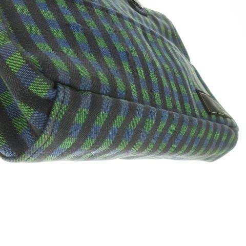 【中古】ネイバーフッド NEIGHBORHOOD × ポーター PORTER 吉田カバン トートバッグ ミニバッグ チェック ロゴ 緑 ネイバーフッド NEIGHBORHOOD × ポーター PORTER 吉田カバン トート