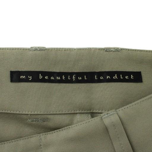 【中古】my beautiful landlet HIGH DENSITY GABARDINE PANTS パンツ スラックス ツータック 1 カーキ WM01-PT212012 my beautiful landlet HIGH DENSITY GABARDINE PANTS パンツ