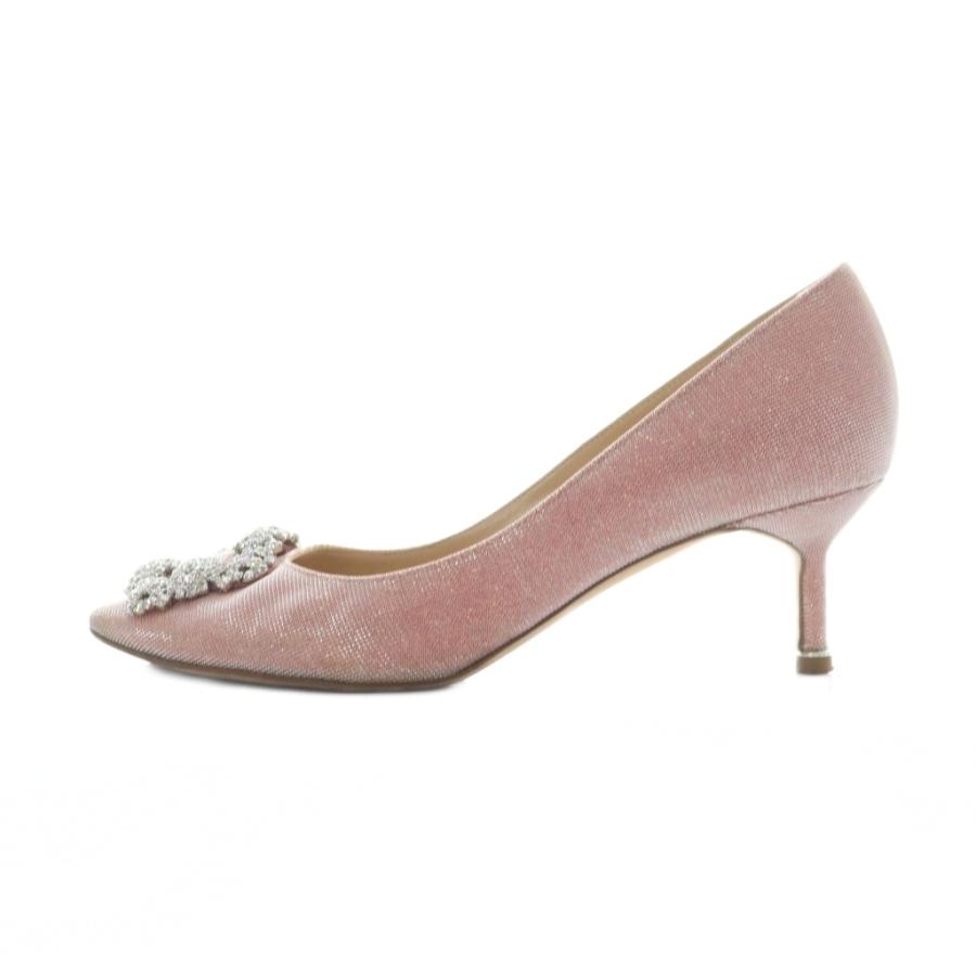 マノロブラニク MANOLO BLAHNIK パンプス ハンギシ ビジュー ラメ